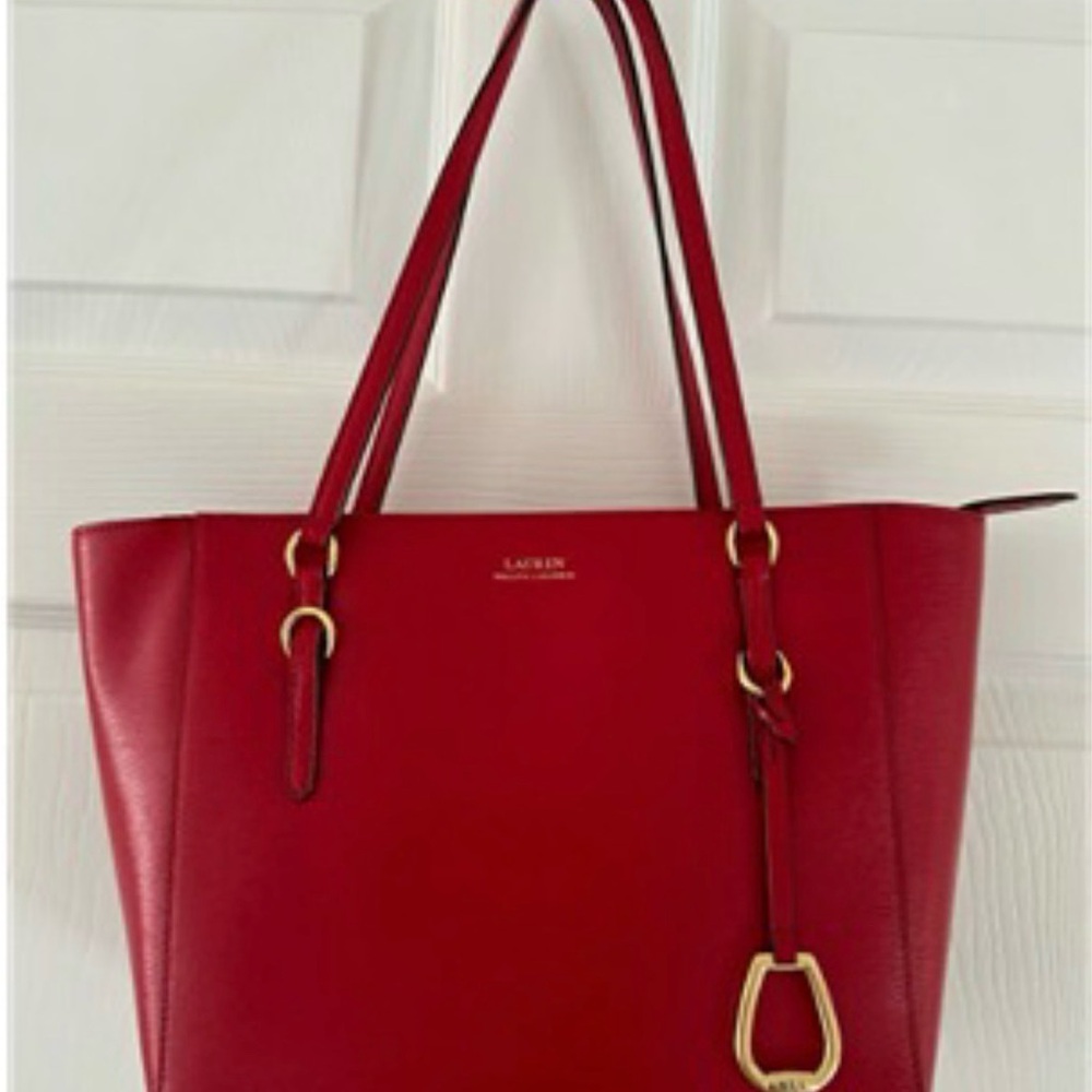 Ralph Lauren Red Leather Tote Bag